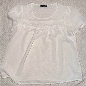 White Lace Trim Blouse
